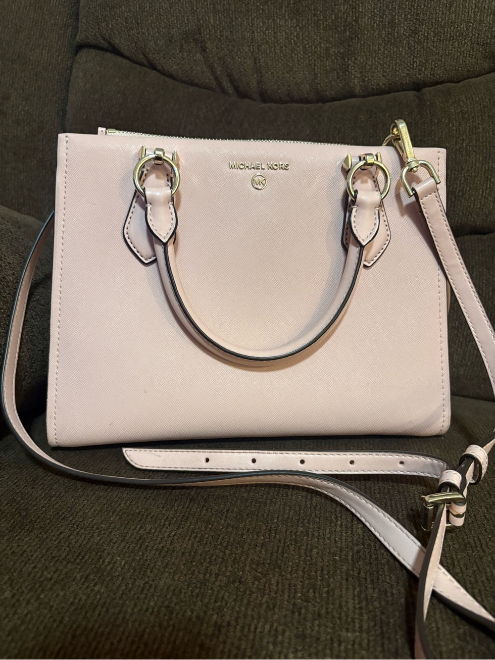 Michael Kors Light Pink Saffiano Leather Satchel with Crossbody Strap - Picture 2 of 11